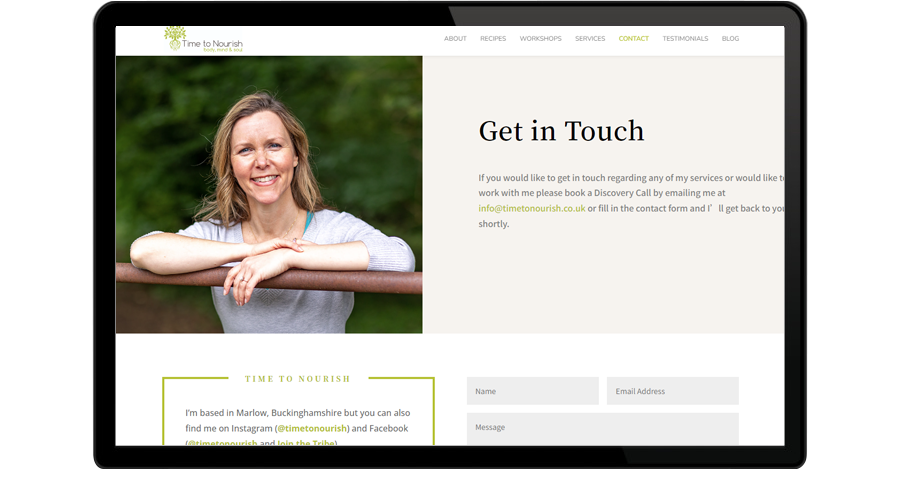 Time to Nourish Nutrition Website Design